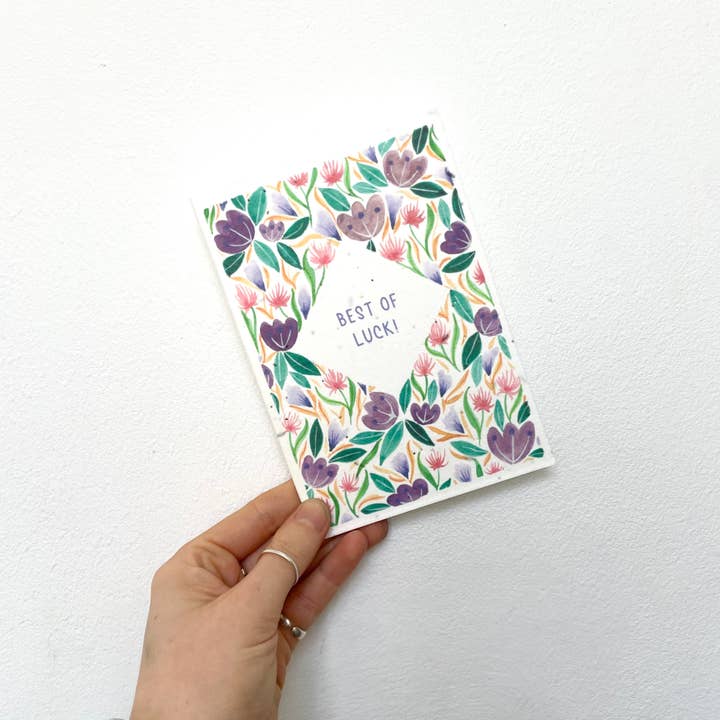 The Flower Girl Studios – Cartão de saudação diária por atacado – Cartões de Sementes Plantáveis - Padrão Floral Best of Luck