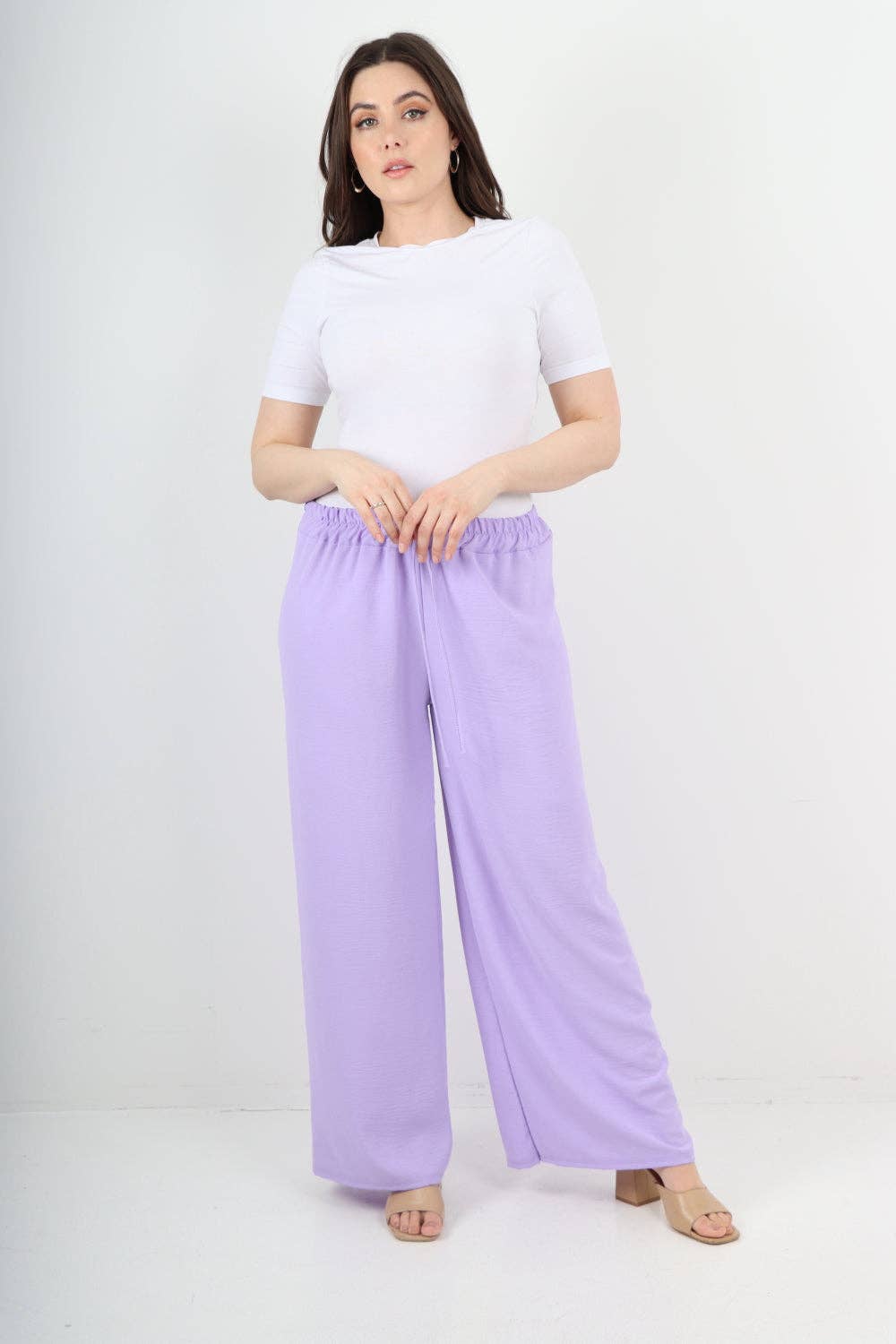 Miss Bold – wholesale Pants – Women's – Italian Elastic Waistband Drawstring Wide Leg Trousers25