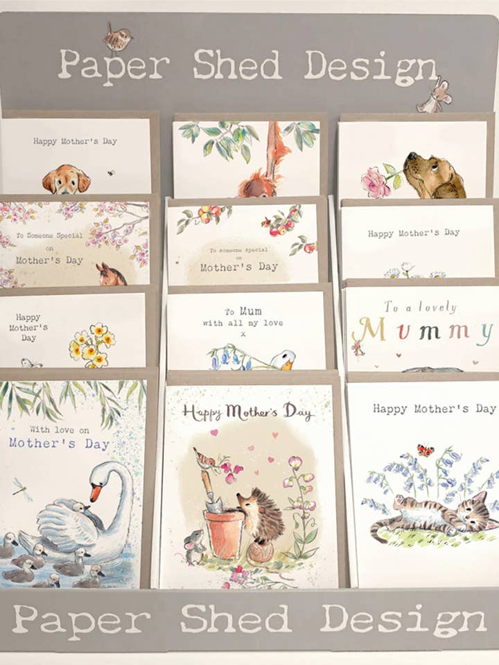 MOTHER'S DAY COUNTER PACK 12 DESIGNS FREE COUNTER STAND for wholesale by Paper Shed Design Ltd
