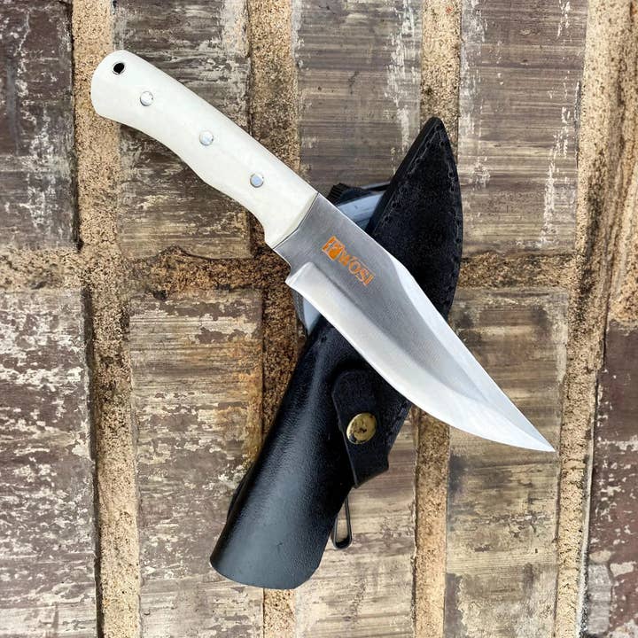 Fwosi - Wholesale Pocket Knife/Holder - 4.5-Inch Stone-Handled Bowie Knife | Collectible Display Piece2