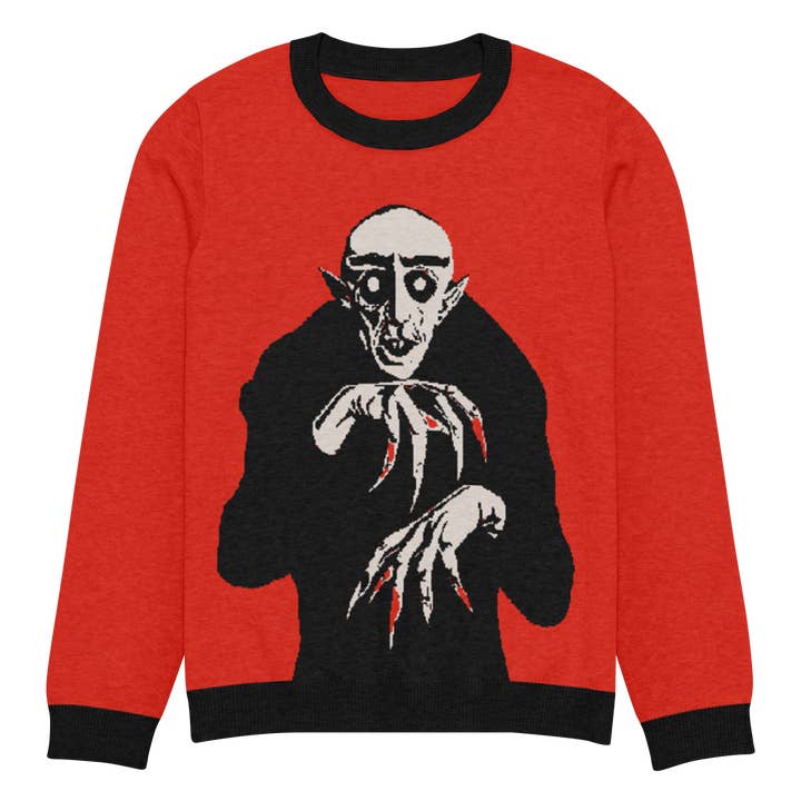 Goth Cloth Co. - Wholesale Graphic Sweatshirt - Unisex - Nosferatu Nights Knit Crewneck Sweatshirt4