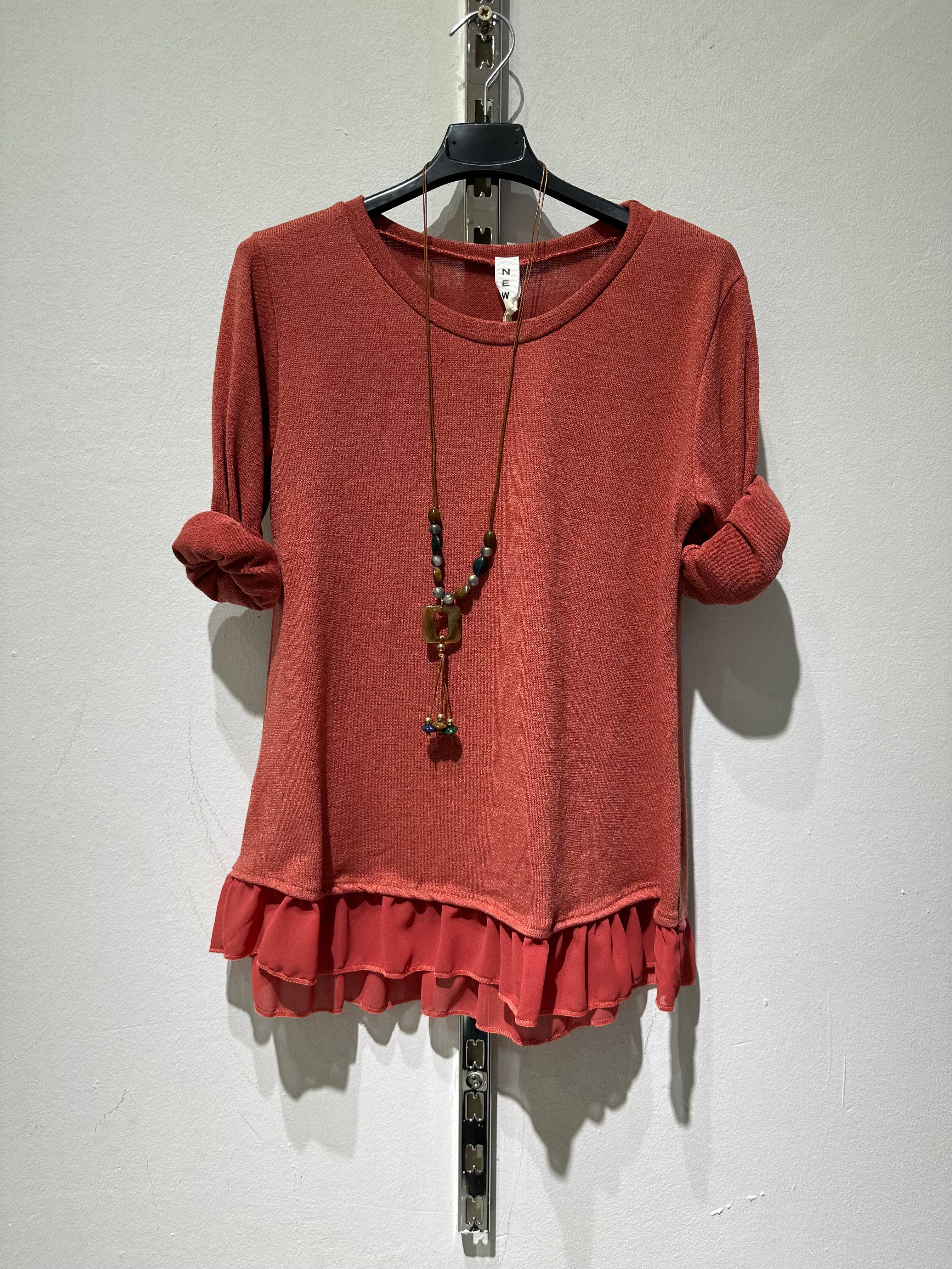 Only Yuan - Vente T-shirt – femme - T-shirt REF 1439 en 95 % viscose et 5 % élasthanne avec volants et collier7