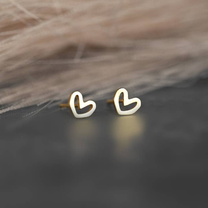 KBD Studio - Wholesale Stud/Post Earrings - Small Hand Drawn Heart Studs1