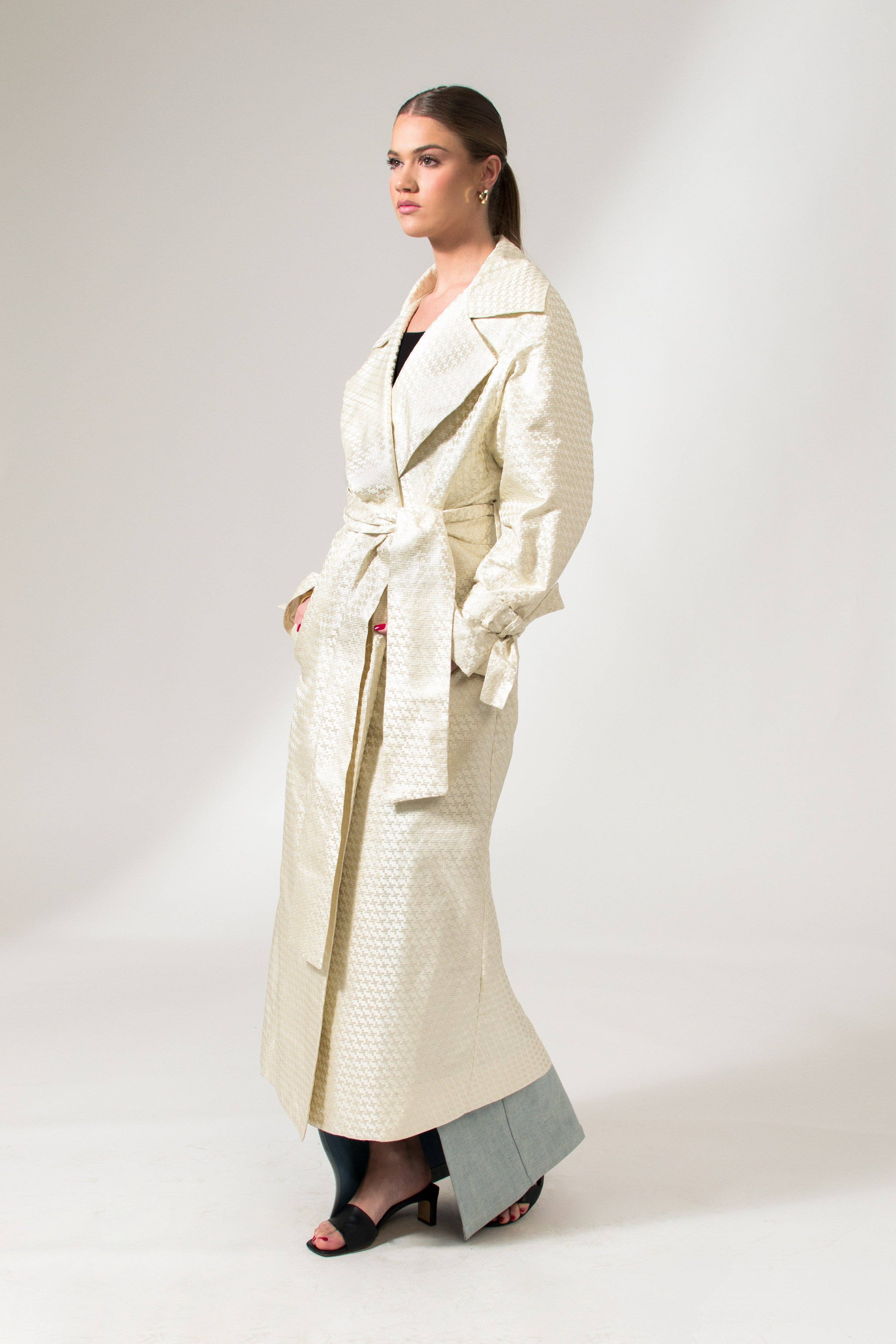 Cream White The Mae Trench Coat for wholesale on Faire3