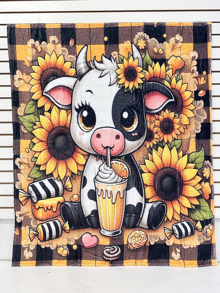 COPERTA IN FLANELLA OCCIDENTALE GIRASOLE MUCCA per la vendita all'ingrosso da parte di DESHENG ENTERPRISE