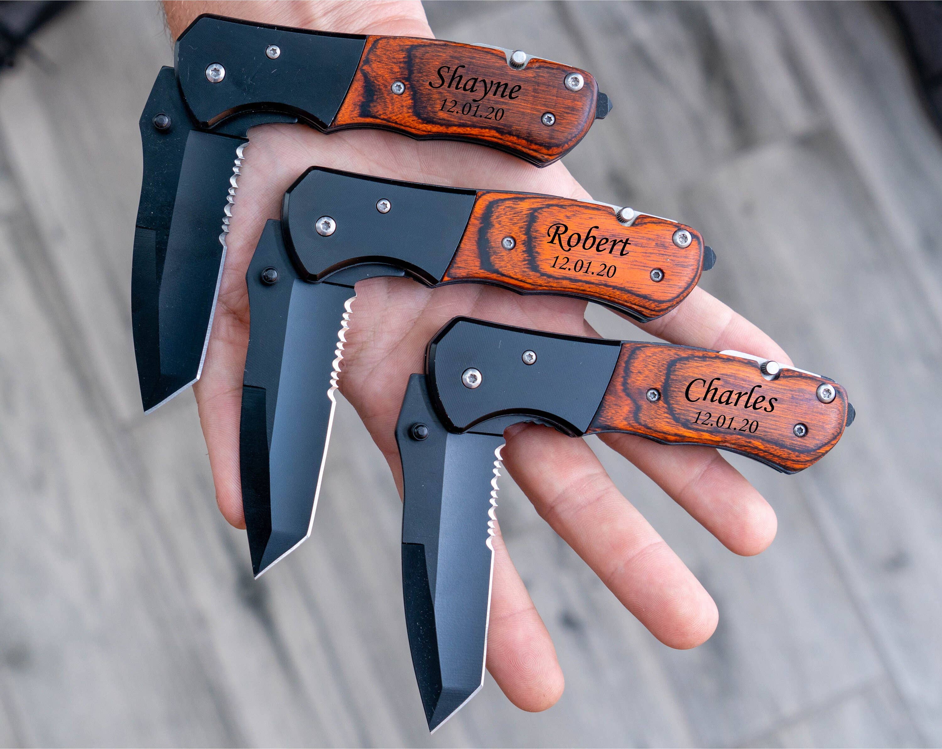 Engrave My Memories - Vente Couteau de poche/étui - Couteau de poche gravé, couteaux pour garçons d'honneur, couteau de mariage7