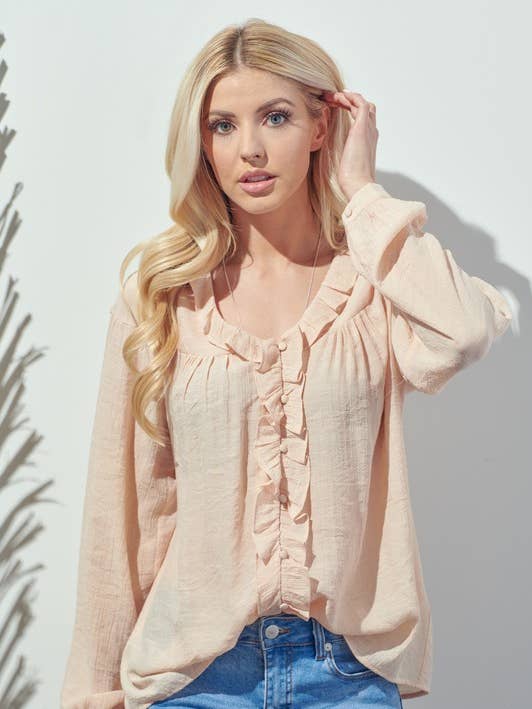 Blush Frilled Blouse - 14696T for wholesale on Faire