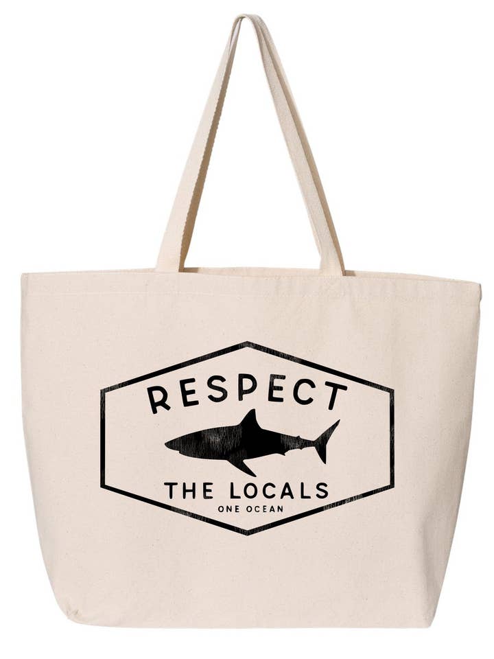 Sacola de tubarão respeite os locais por atacado de One Ocean Apparel