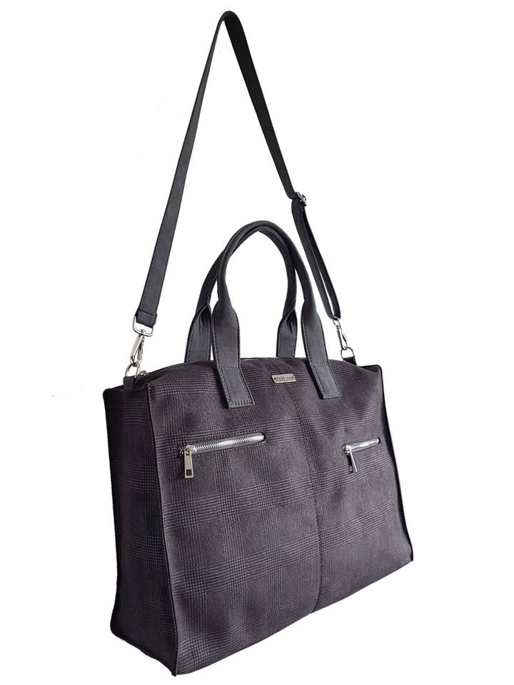 Luxury Vegan Office Bag Check Pattern for wholesale by Vivessi