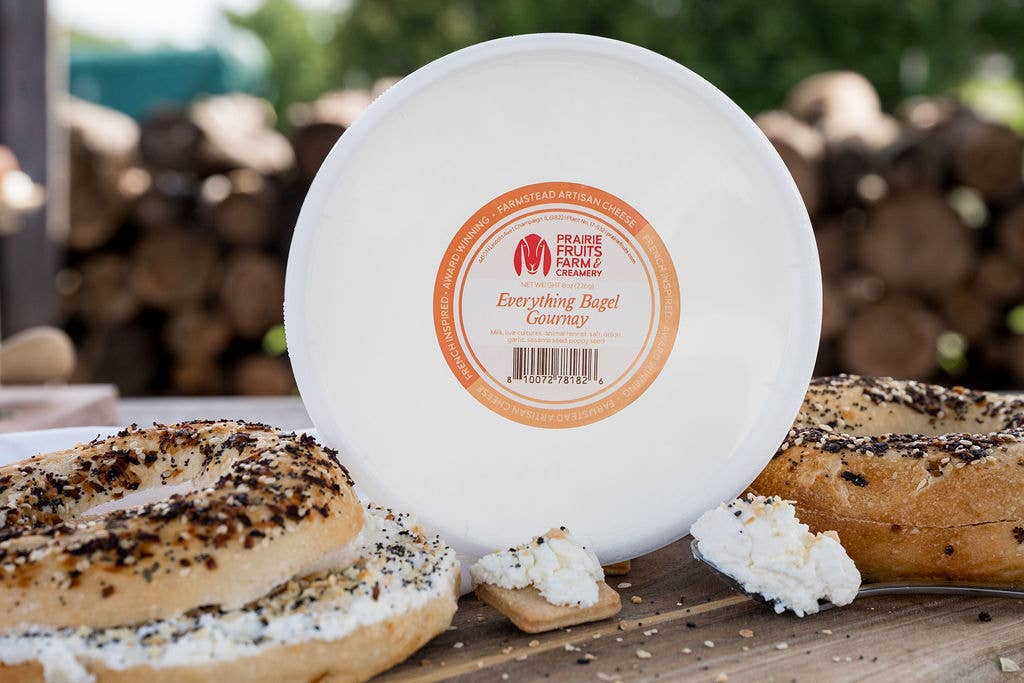 Prairie Fruits Farm & Creamery - Wholesale Cheese - Gournay- Everything Bagel 3Ib Tub (Soft Cow's Milk Cheese)