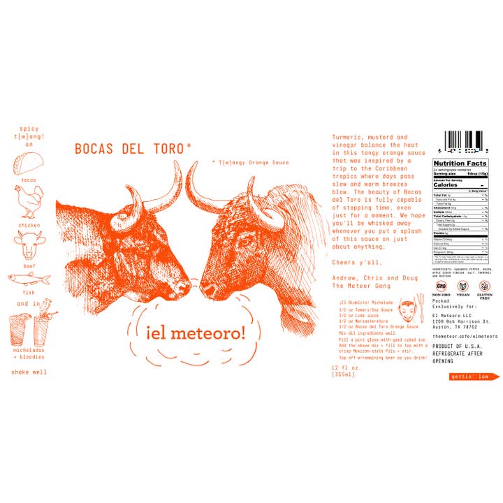¡El Meteoro! | award-winning sauces - Wholesale Hot Sauce - Bocas del Toro Orange Sauce (12 oz)2