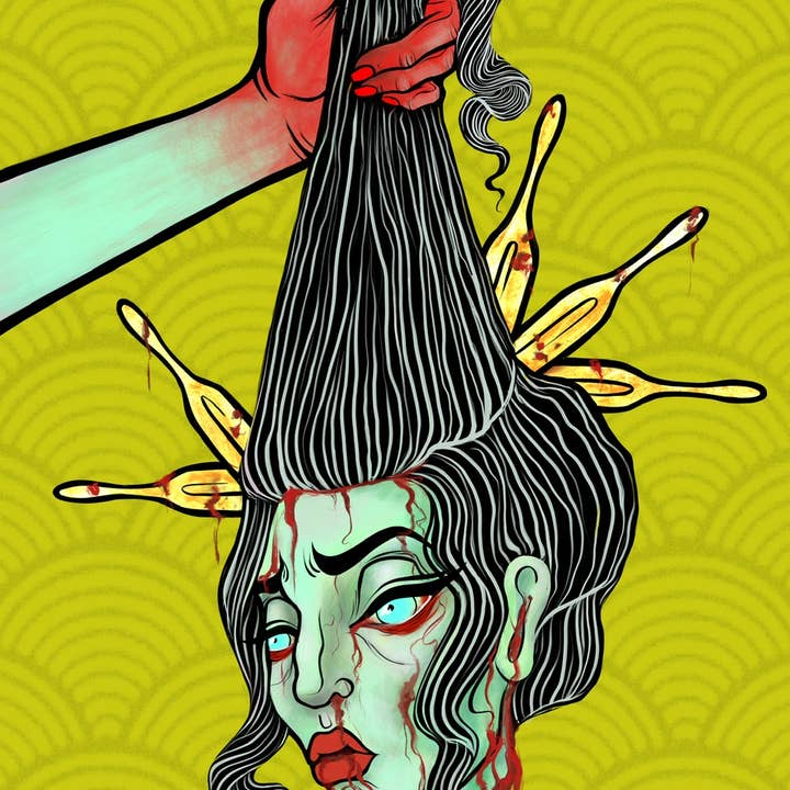 LOR&INK - Vendita all'ingrosso Stampa artistica - Stampa Namakubi Geisha (22,9 x 30,5 cm) - Arte ispirata ai tatuaggi giapponesi1