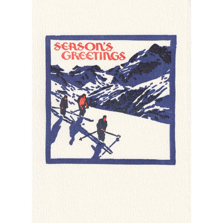 Saturn Press - Wholesale Season's Greetings Card - Morning Ski