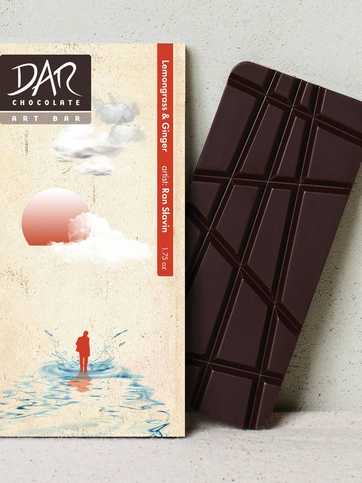 Art Bars: Lemongrass Ginger 70% Dark Chocolate Bar Vegan for wholesale by Dar Chocolate
