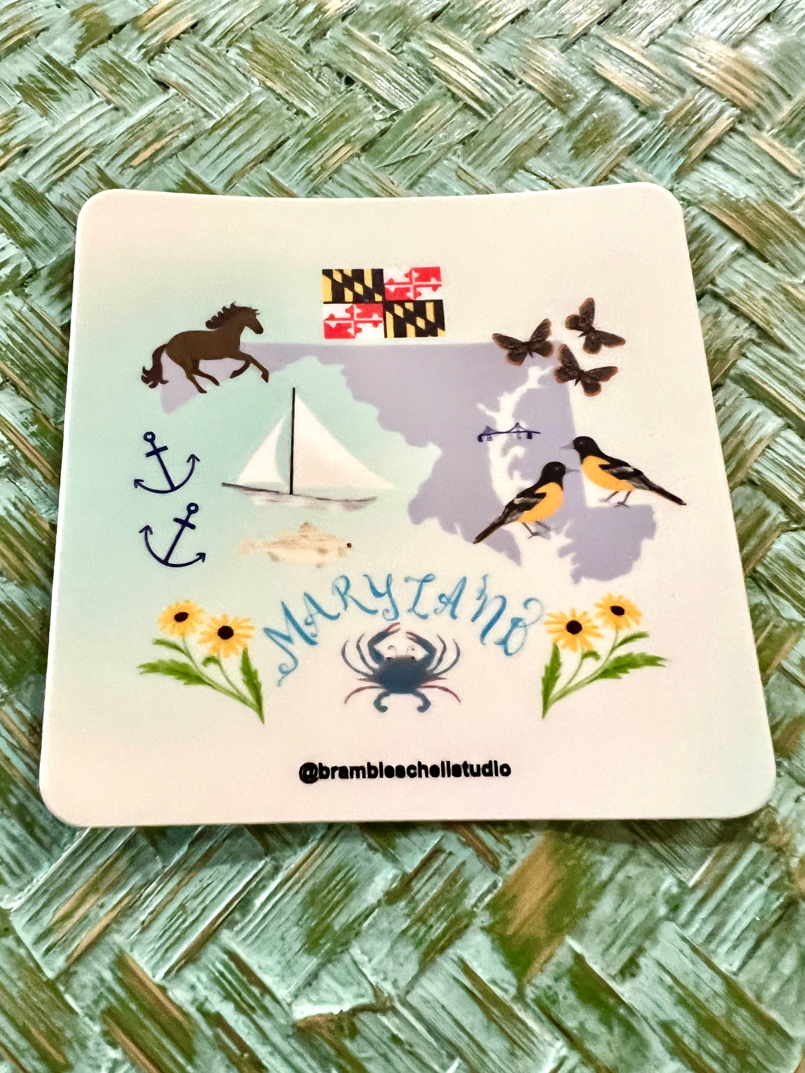 Bramble Schell Studio - Wholesale Sticker - Maryland State Vinyl Sticker 4