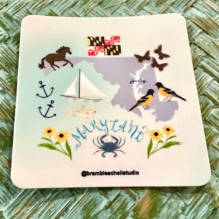 Bramble Schell Studio - Wholesale Sticker - Maryland State Vinyl Sticker 4