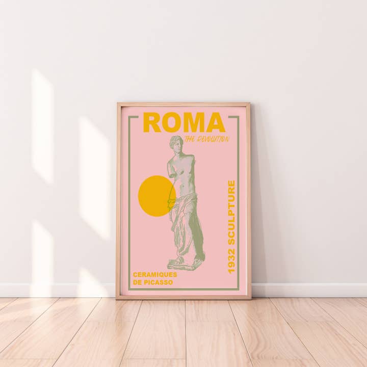Roma Pink A3 Print for wholesale by BLANC Prints UK