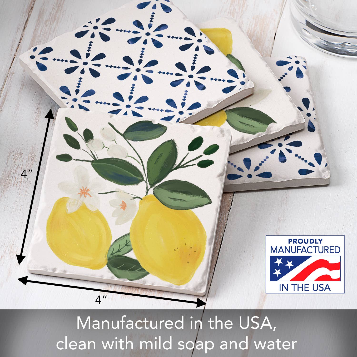 CounterArt/Highland Home/Thirstystone/CoasterStone - Vendita all'ingrosso Sottobicchiere - Set di 4 sottobicchieri con immagini assortite «Sorrento Limone»2