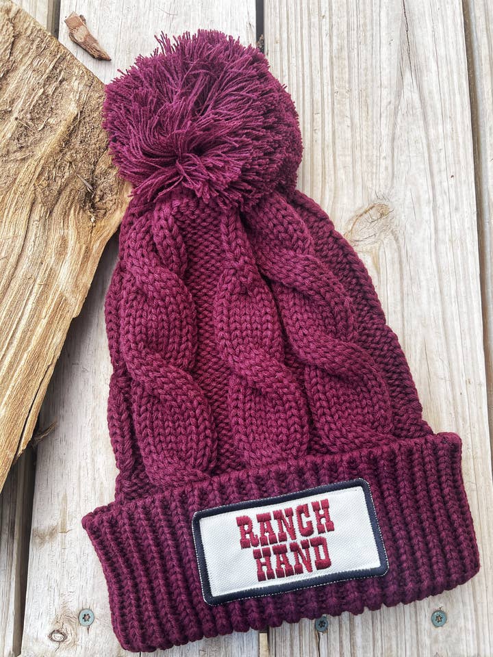 Ranch hand beanie (maroon) for wholesale by Buckin Barn Wholesale