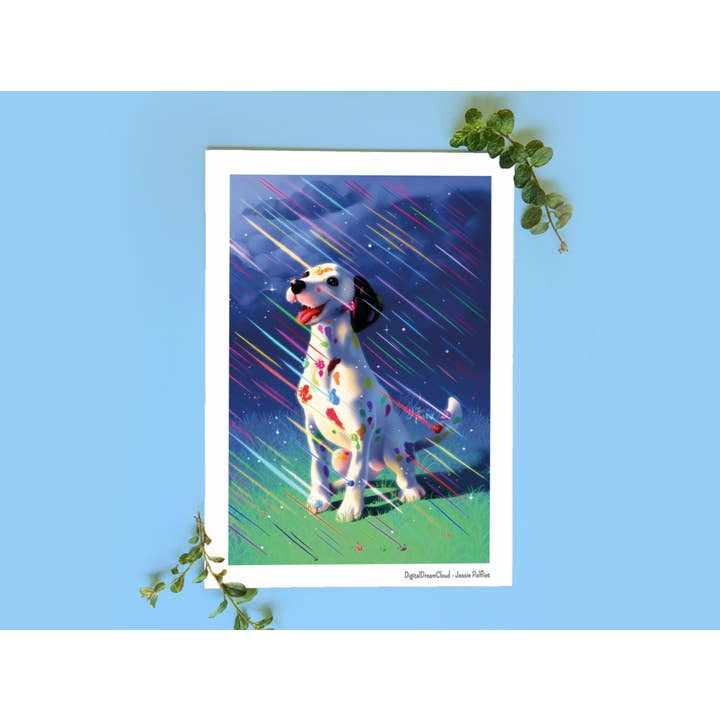 Rainbow Dalmation Dog Artprint for wholesale by Digitaldreamcloud