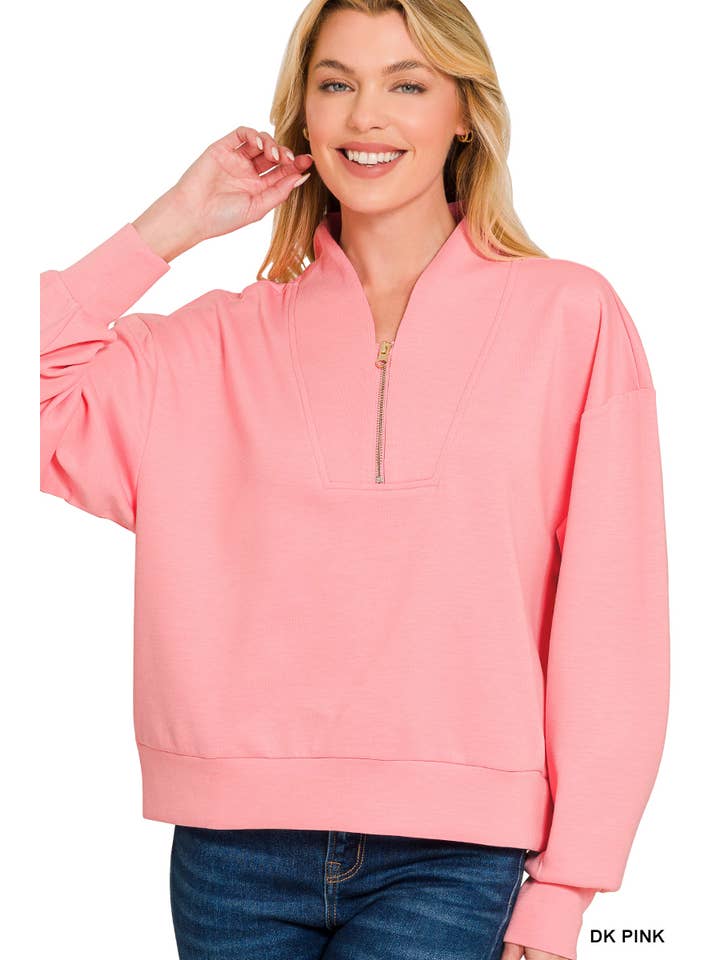 Vanilla Monkey - Vendita all'ingrosso Felpa - Donna - Pullover Scuba con mezza zip3