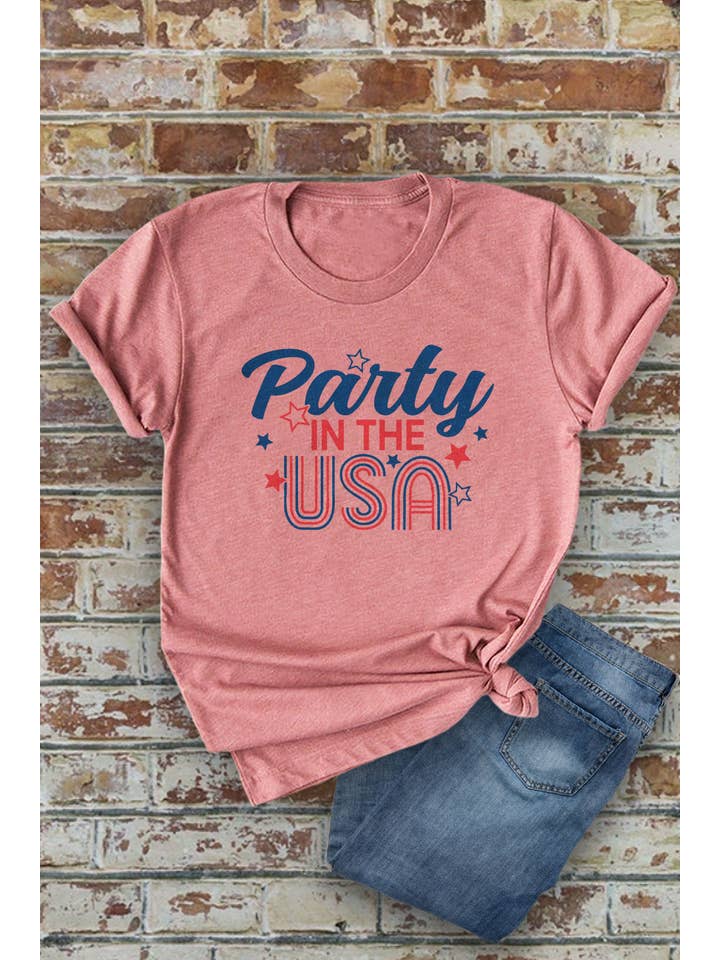 Top Avenue - Wholesale Screen Printed T-Shirt - Women's - Party in the USA, 4th of July, Unisex Round Neck T-Shirt4