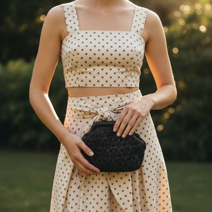 Flowery Pouch- Black for wholesale by ZanatanyConcepts