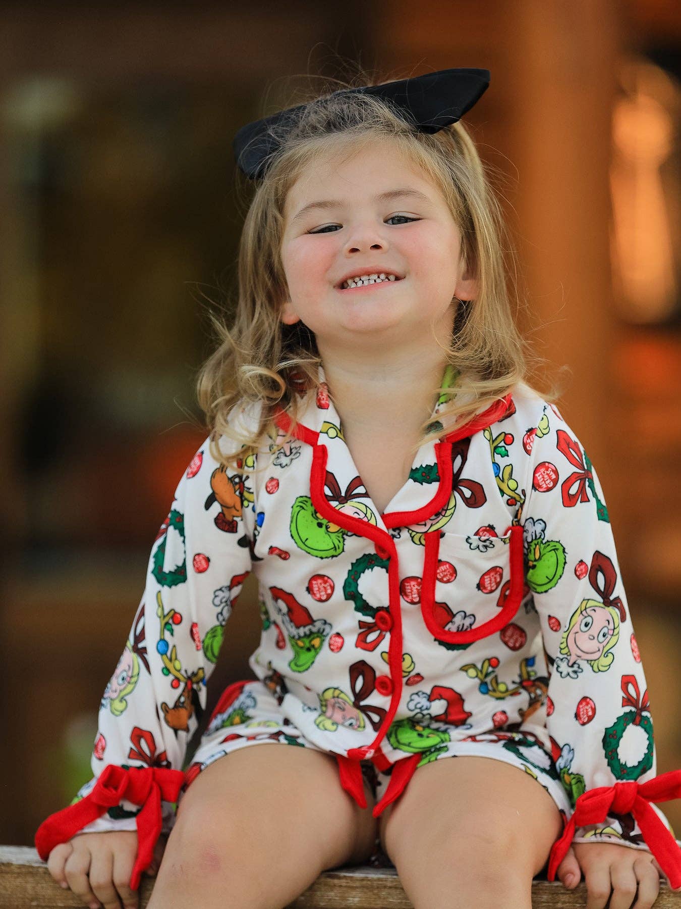 Rylee Faith Designs - Wholesale Sleepwear Set - Kids - Christmas Wreath Character Print Girls Pajama Set5