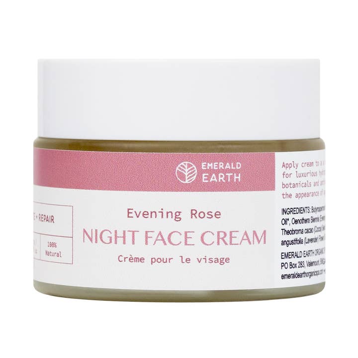 Crème de nuit pour le visage Evening Rose pour la vente par Emerald Earth Organic Spa