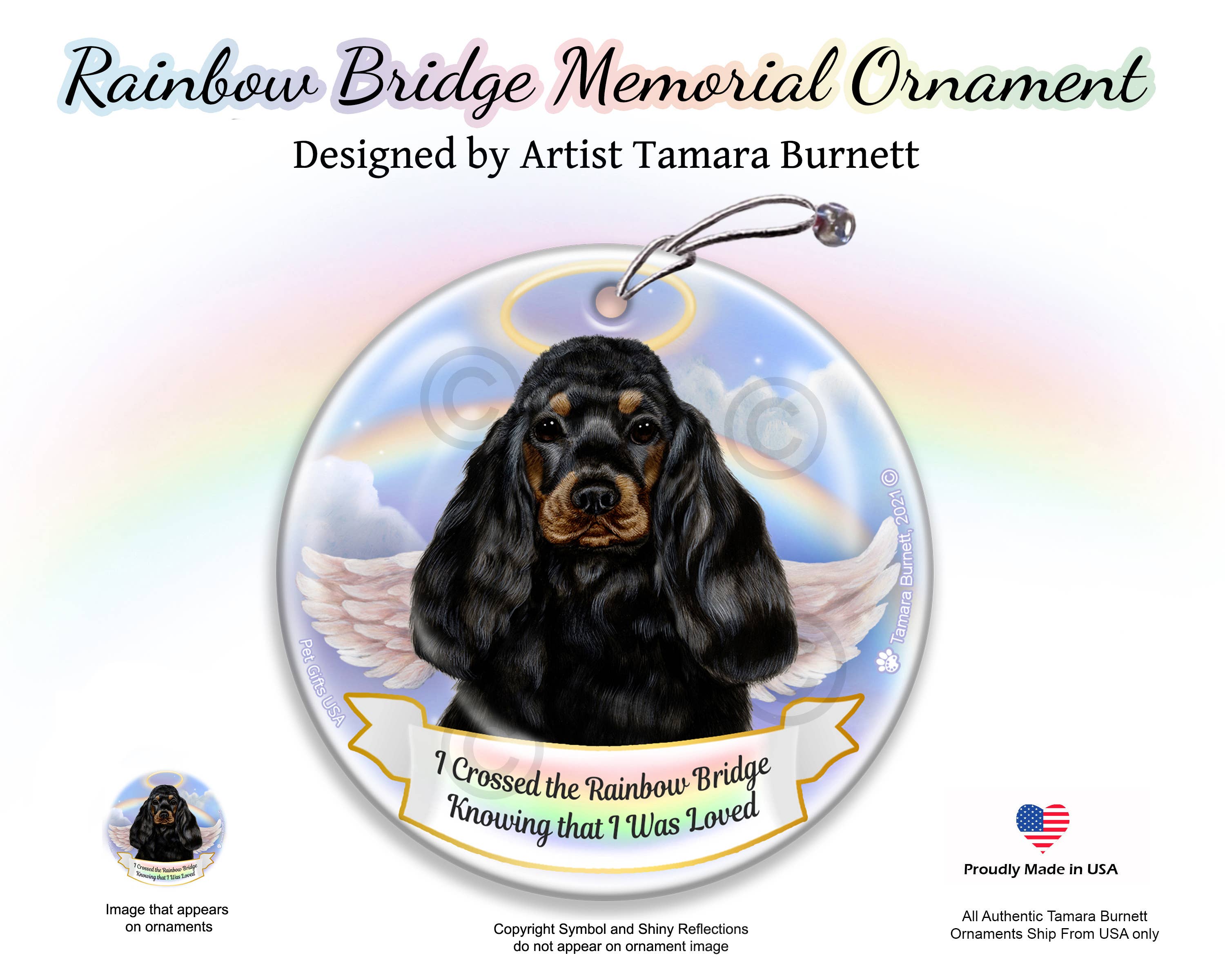 Pet Gifts USA, LLC - Wholesale Ornament - Cocker Spaniel Zwart/Tan Rainbow Bridge Memorial Ornament