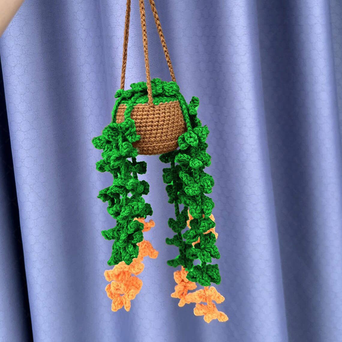 TOMOPOD LLC - Vente Breloque décorative pour voiture – unisexe - Pot de fleurs en forme de fougère en crochet, à suspendre à la main pour voiture8