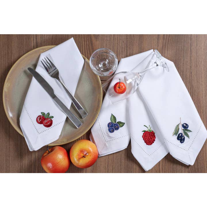 Multi Cotton Hemstitched Dinner Napkins, Gift Package (Set of 4) for wholesale on Faire