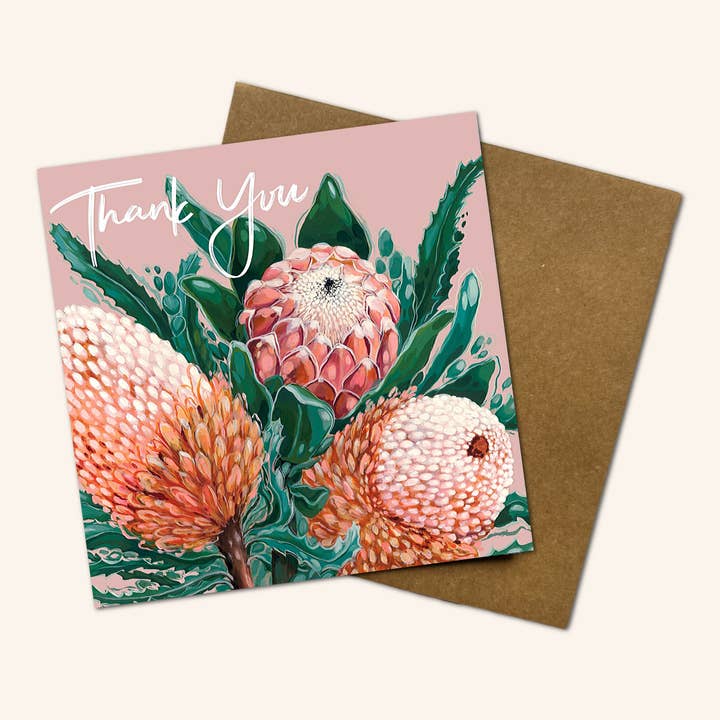 From the Garden Thank you greeting card for wholesale by Jess Hutchison Art