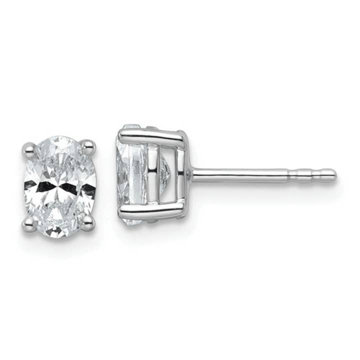 Fine Diamond - Wholesale Stud/post earrings - 14k White Gold Lab Grown Diamond Oval Solitaire Stud Earrings5
