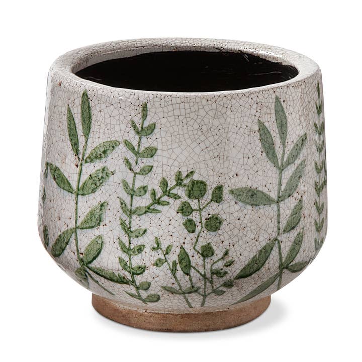 Foliage Footed Planter Large Green Multi Terracotta Summer for wholesale by tag