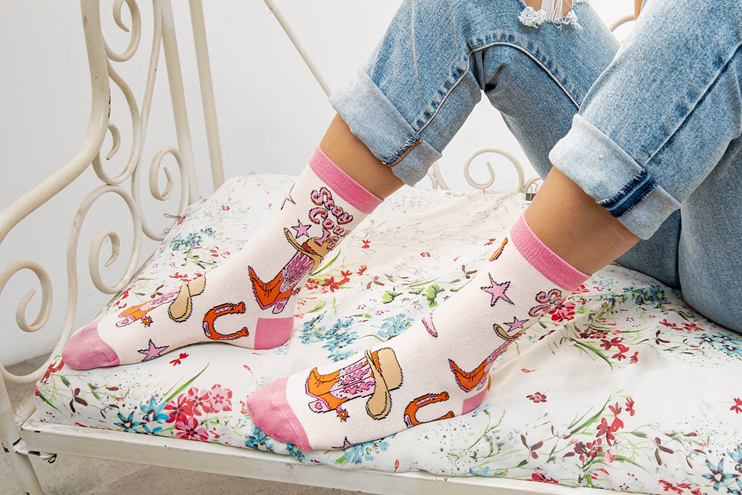 Oooh Yeah/Sock It Up/Oooh Geez Slippers - Wholesale Socks - Women's - Giddy Up | Women's Western Fun Saying Crew Socks3