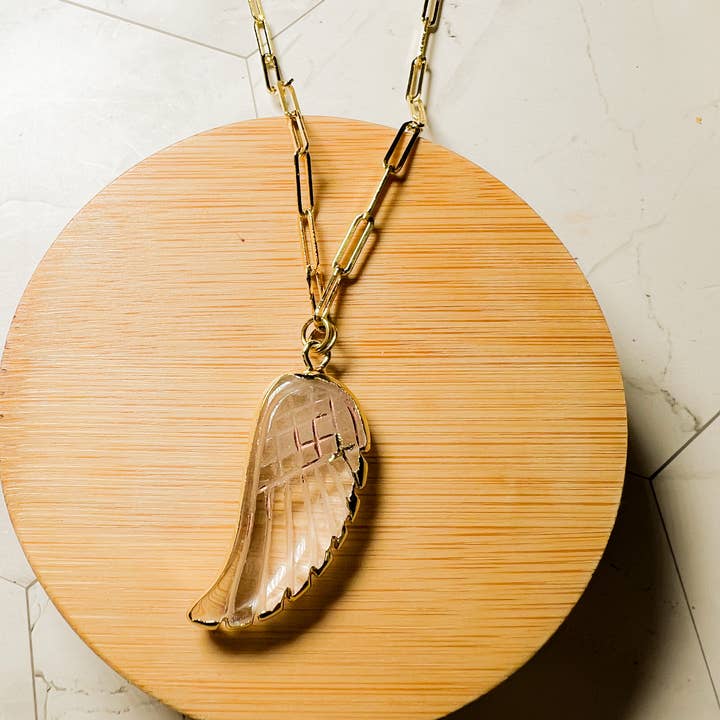 Angelica : Angel Wing Earring or Necklace on PaperClip Chain for wholesale by Santore Jewelry Company