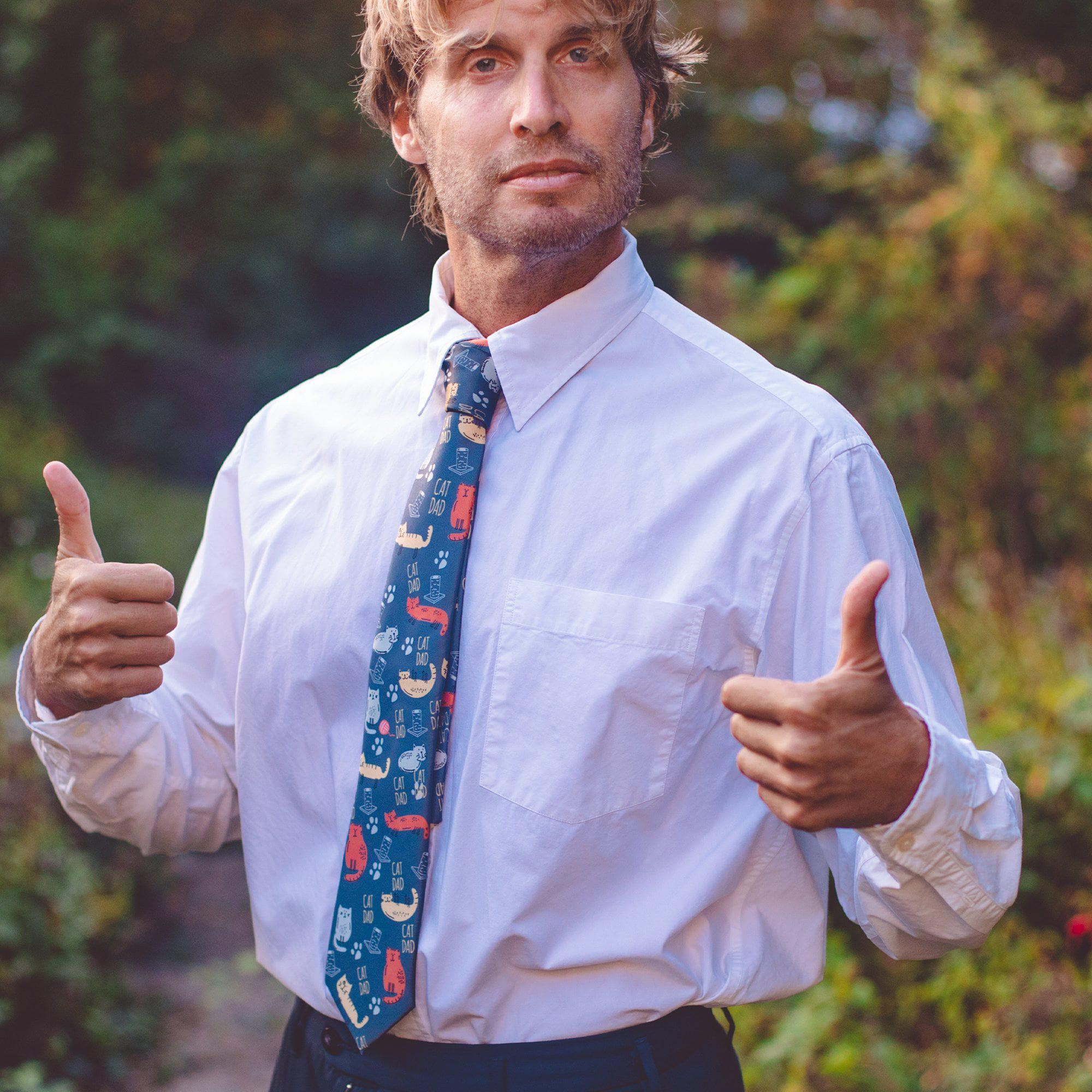 Grey Cat Dad Neck Tie Novelty Necktie Formal Cool Gift Crazy for wholesale on Faire3