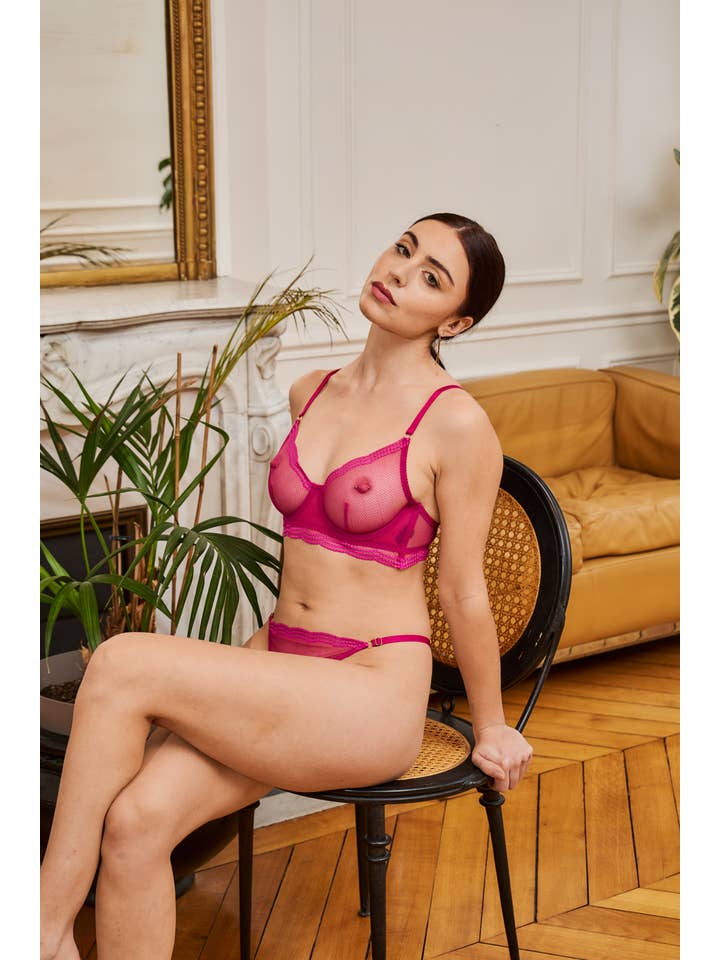 SUNTEX - Wholesale Lingerie Set - Women's - Elegant 2-piece sheer lingerie set with thong4