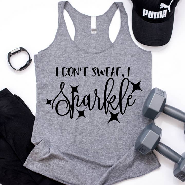 I Dont Sweat I Sparkle Workout Graphic Tank for wholesale by FAMS design