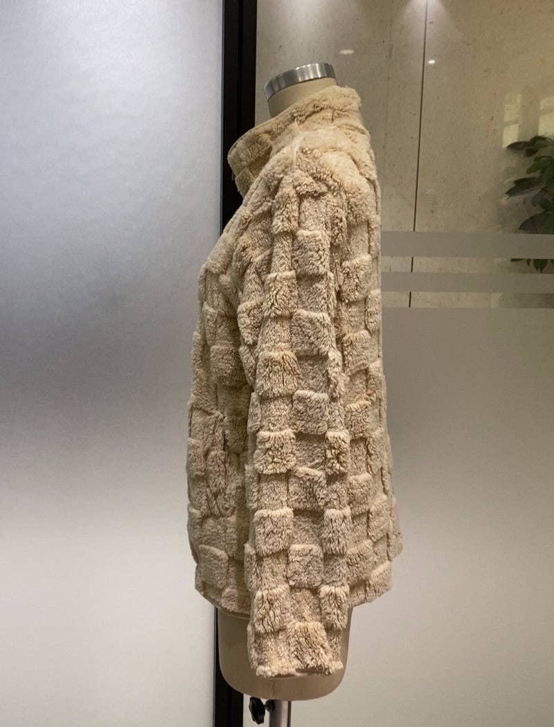 safistyle - Wholesale Jacket - Women's - Checkered Texture Zip-Up Jacket1