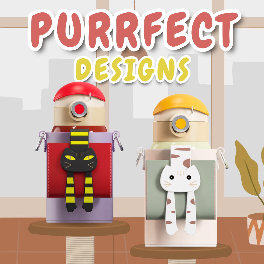 Cocosmile - Wholesale Water Bottle - Lying Cat Thermos With Sleeve - Stainless Steel Kids Bottle7