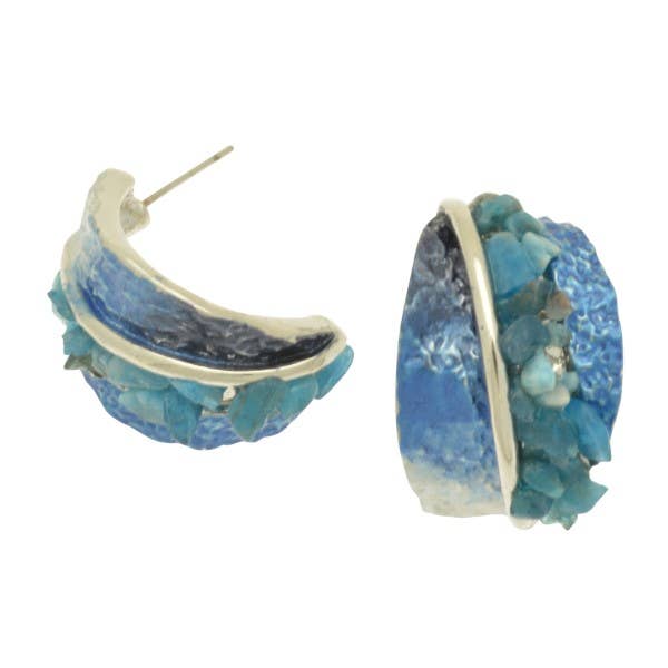 Miss Milly Limited – wholesale Hoop earrings – Blue Crumble Earrings0