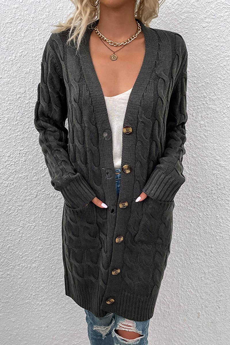 NINEXIS - Vente Cardigan – femme - Pull long à col rond à col rond CWOCAL3568