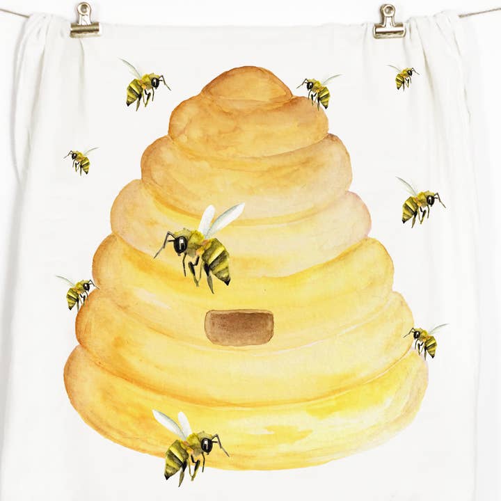 Beehive Tea Towel for wholesale by Honey Brush Design®