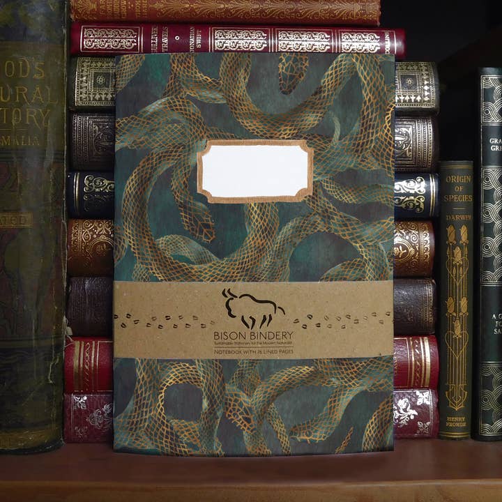 Serpens Snake Print A5 Recycled Notebook - 76 Lined Pages for wholesale by Bison Bindery