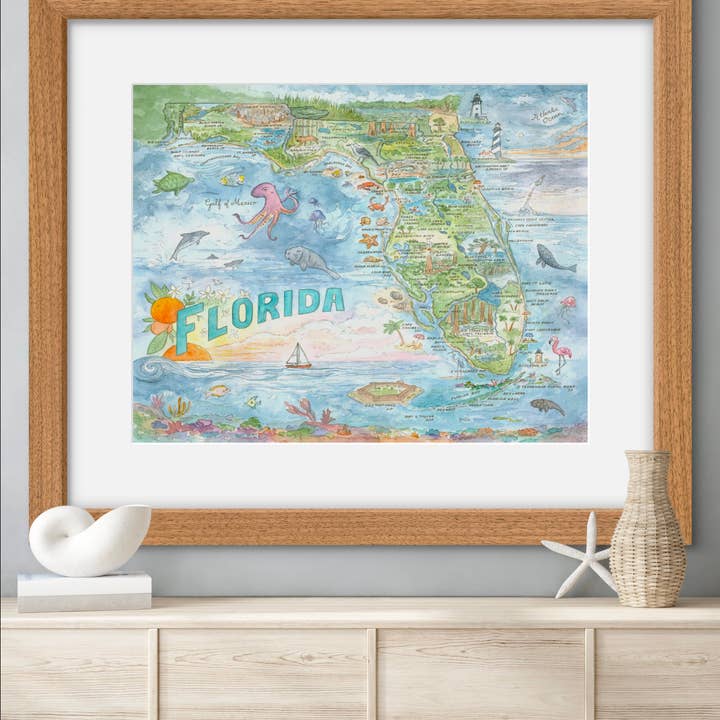 Hiker Booty - Wholesale Art Print - Florida State Map 8"x10" Art Print