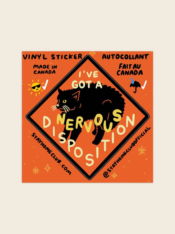 Nervous Disposition Vinyl Sticker for wholesale by Stay Home Club