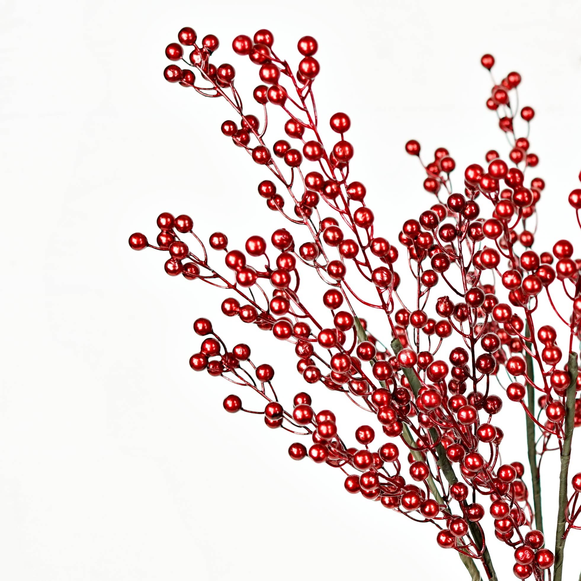 Impressive Enterprises, Inc. - Wholesale Christmas Decoration - ISB73831- 24"Metalic Holly Berry Branch-Red-4