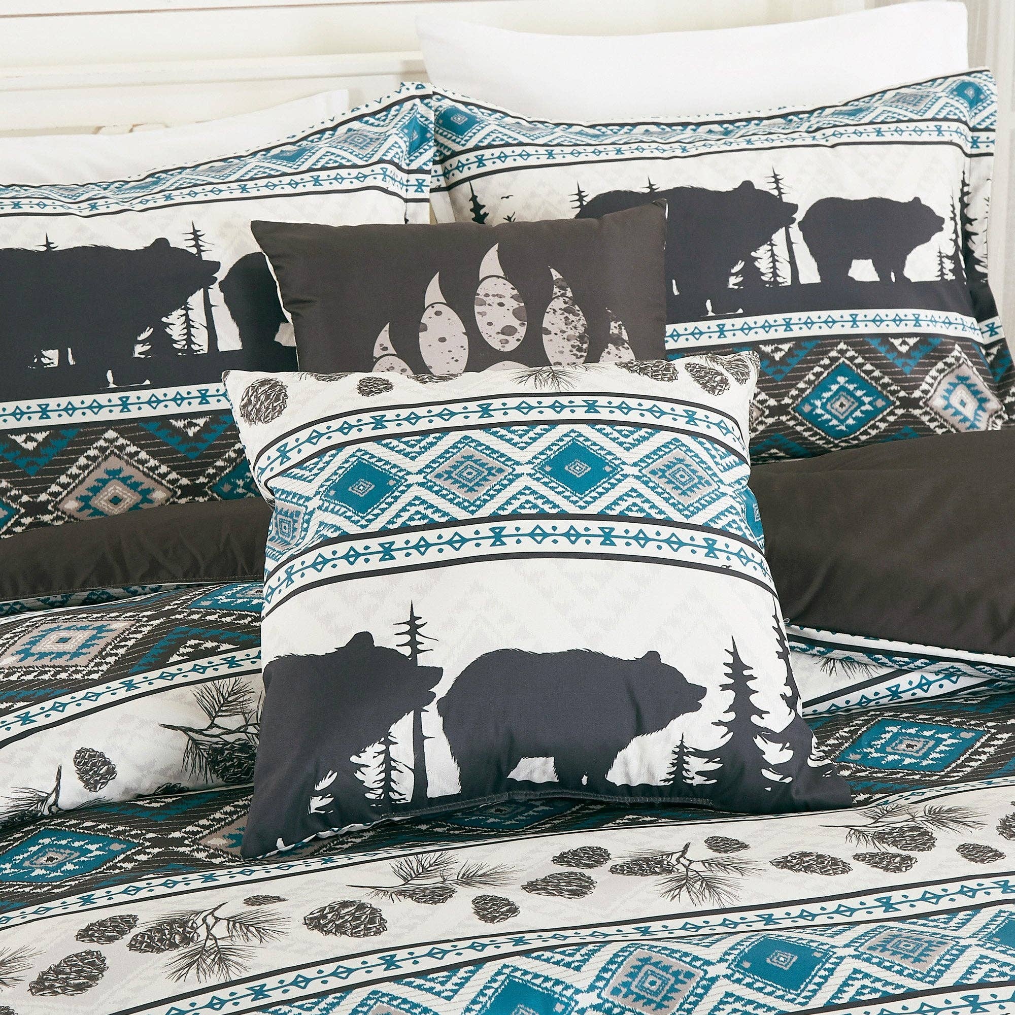 Linen Mart - Wholesale Bedding Set - Big Bear Southwest Turquoise Aztec Comforter - 6 Piece Set1